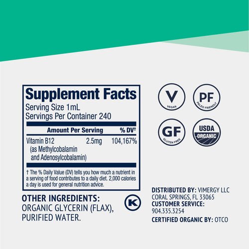 Vimergy Vitamins & Supplements Organic Liquid B12
